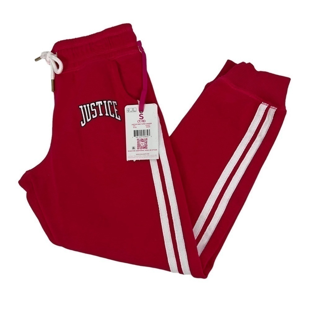 NWT JUSTICE Girl’s Side Taped Jogger Sweatpants Sz Small (7/8) Multi Color